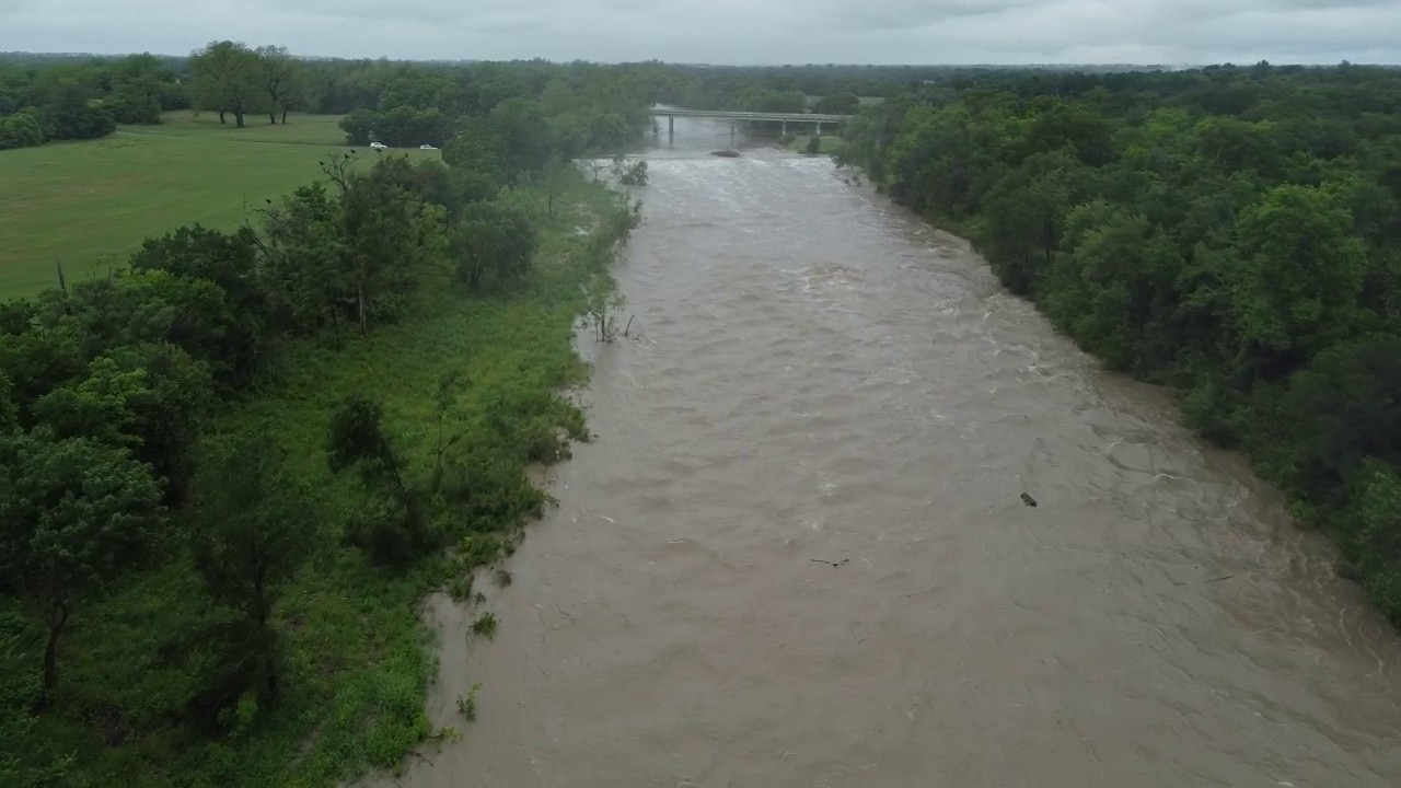 Aerial drone view of San Gabriel River in Georgetown