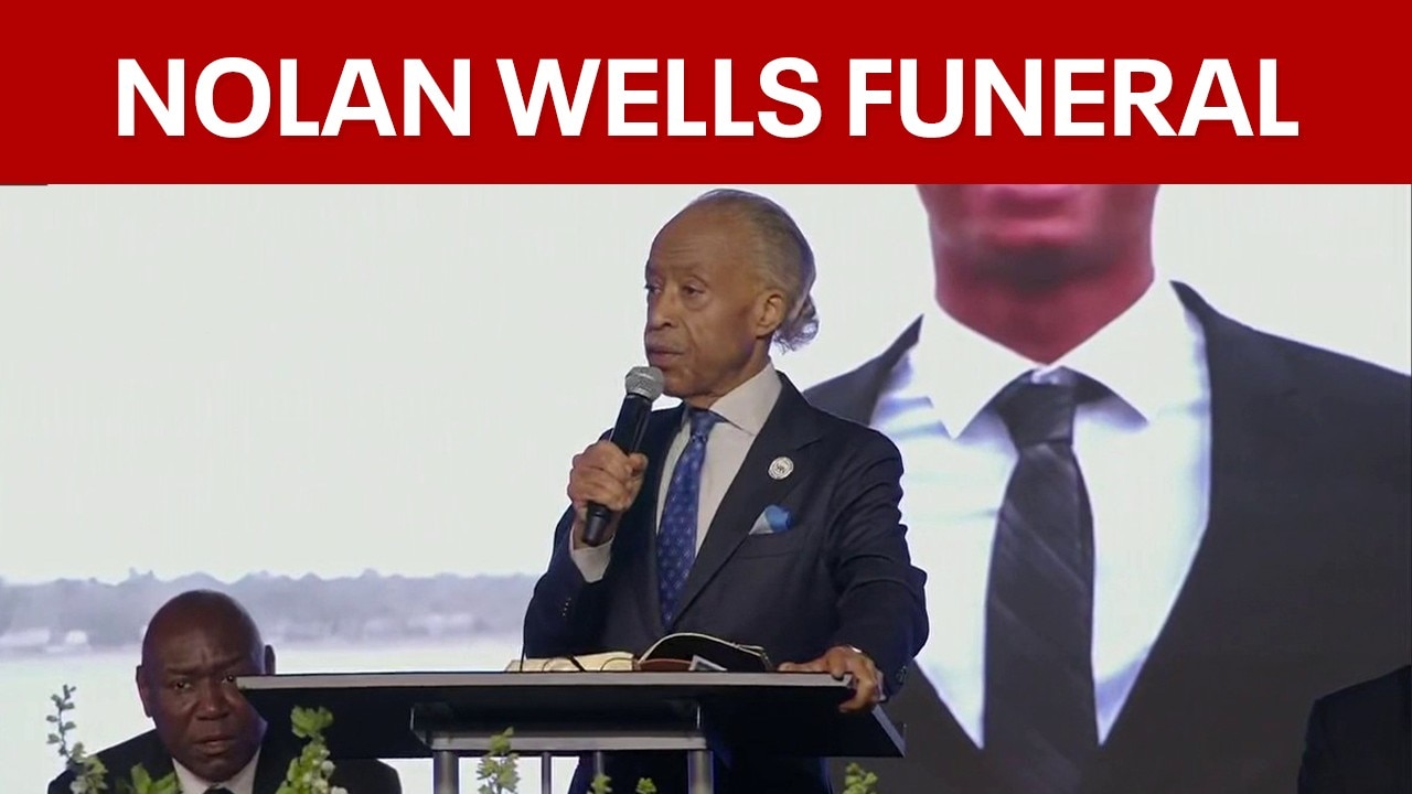 Al Sharpton speaks at the funeral of 18-year-old Nolan Wells