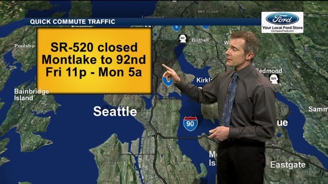 SR 520 bridge closed this weekend to shift WB lanes to new bridge