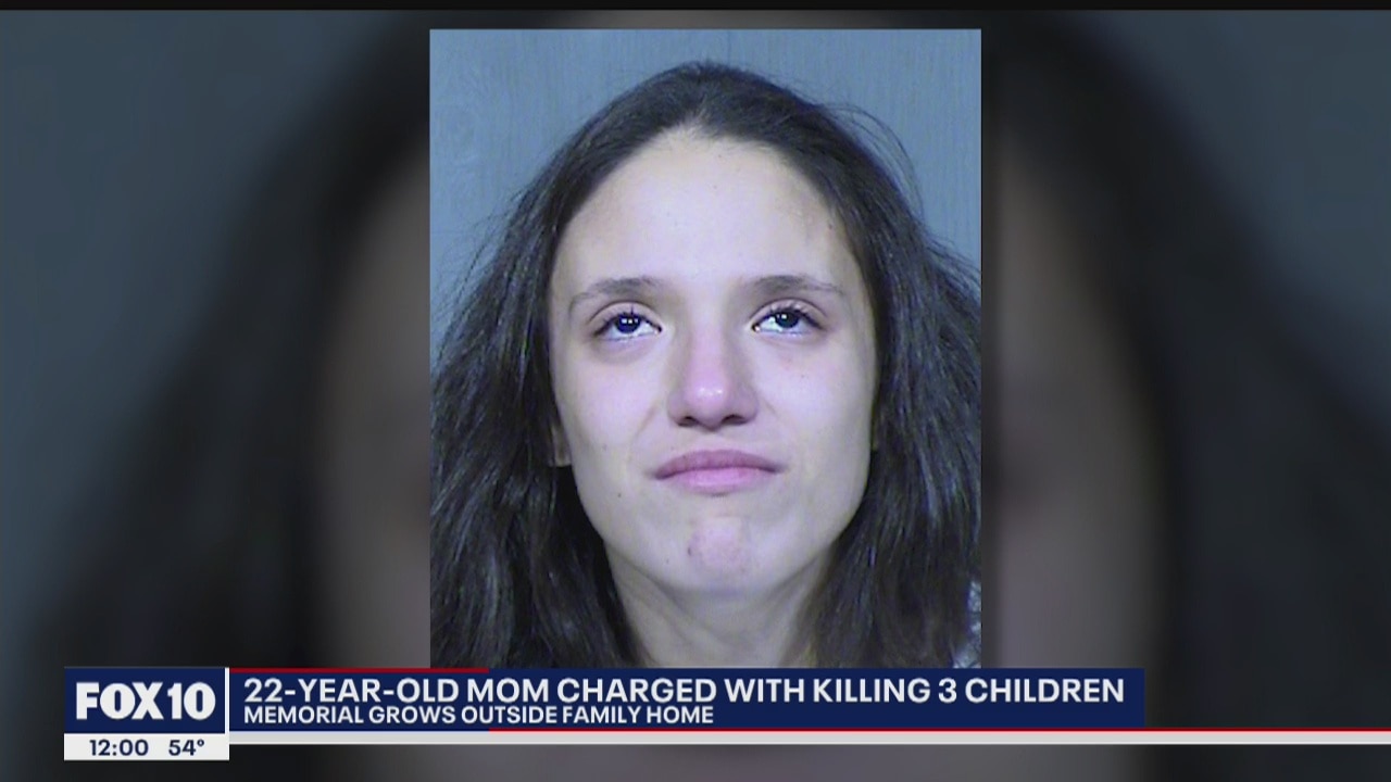 Memorial grows outside home of mother accused of killing her 3 children