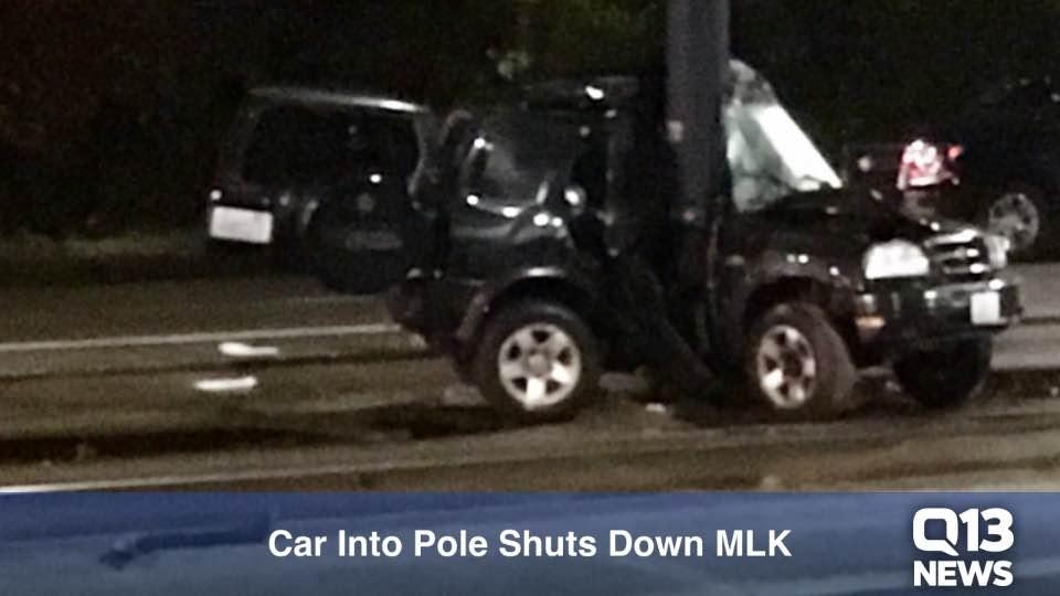 Crash shuts down MLK Way