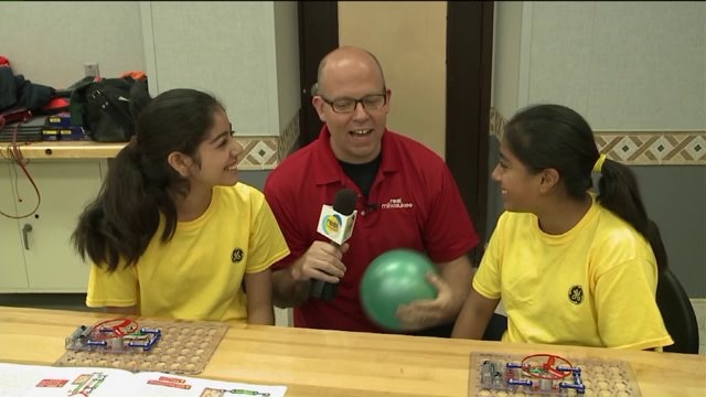 Kramp talks with some of the students at the GE Girls at MSOE program