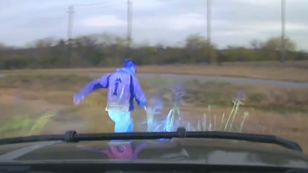 Chase suspect hit by officer's vehicle