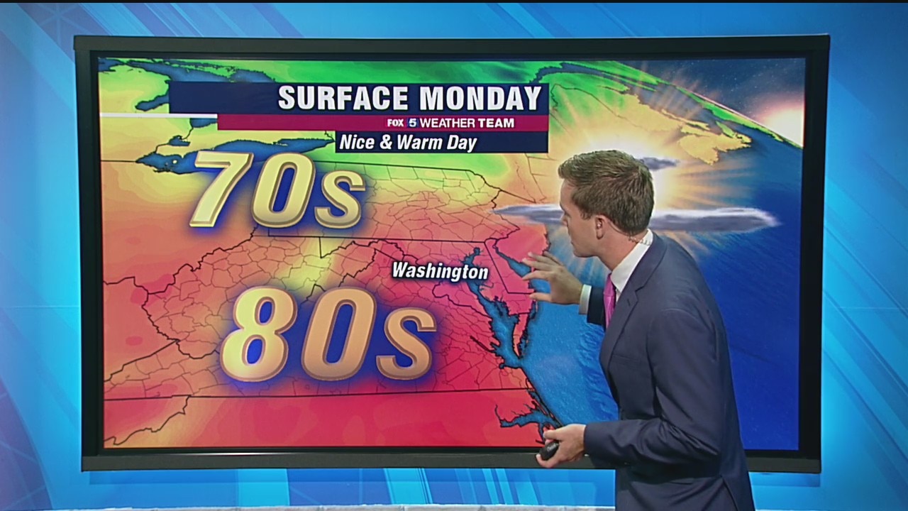 Sunny, warm and dry Monday with highs near 80