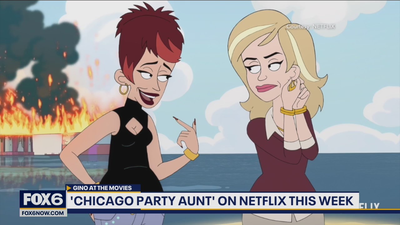 Gino talks with the cast of Chicago Party Aunt on Netflix