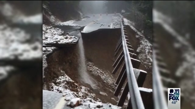 Close-up view of U.S. 12 washout