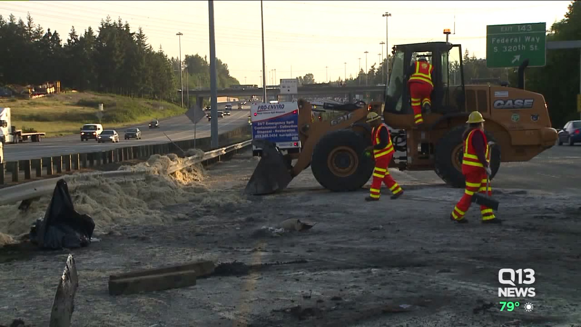 40,000 pounds of chicken feathers on I-5