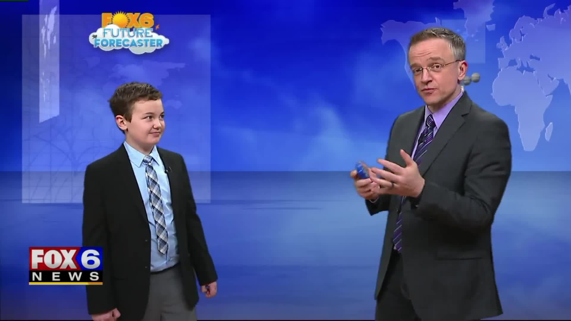 Kaden helps with the weather