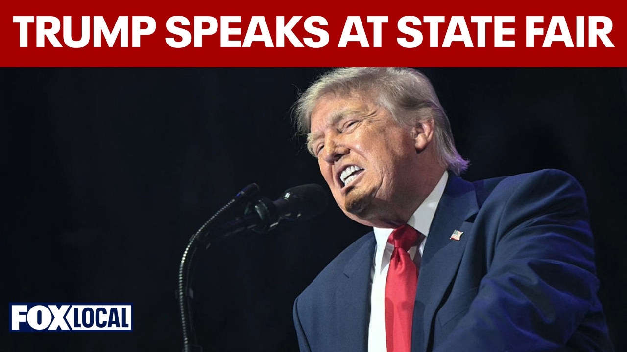 President Donald Trump speaks at the Great American State Fair