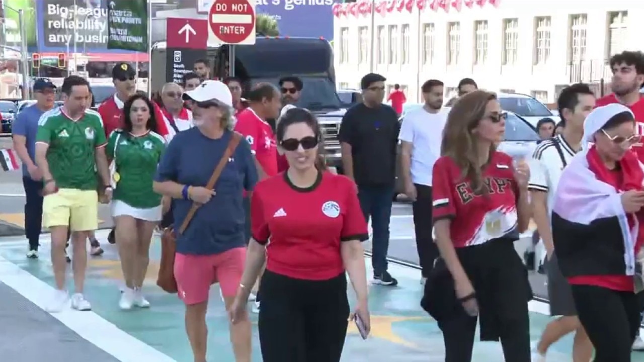 Fans of the national team from Egypt arrive at stadium