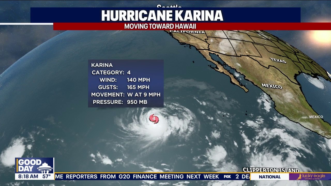 Hurricane Karina moves toward Hawaii