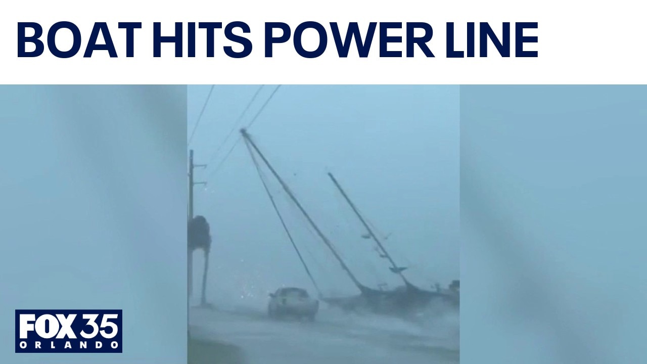 Storm drives sailboat into power lines near Eau Gallie Causeway