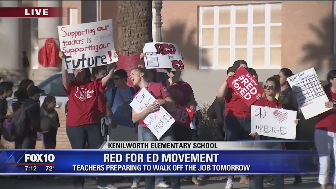 Arizona teachers protest in lead-up to Thursday walkout
