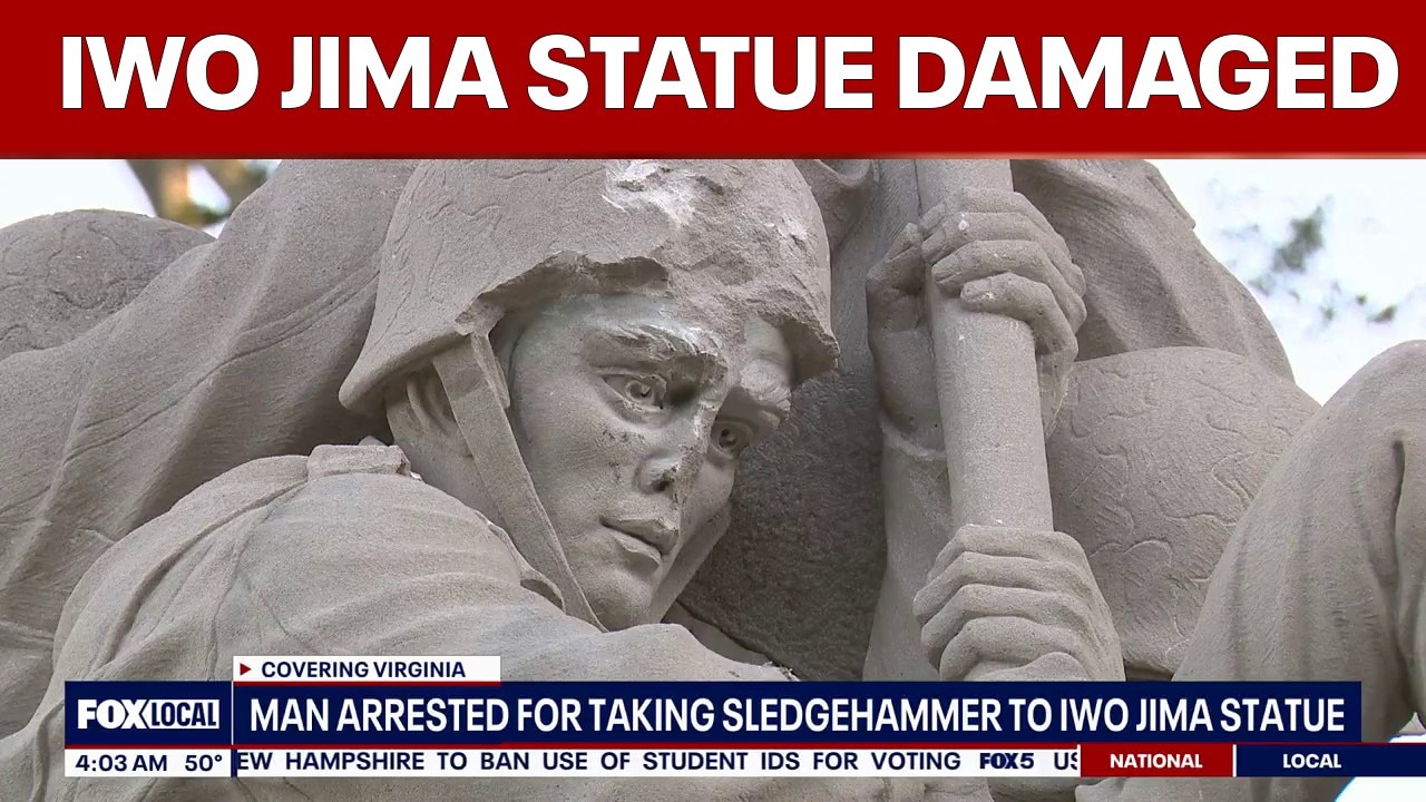 Man suspected of using sledgehammer to damage Iwo Jima statue in US illegally: report | FOX 5 AT 6AM