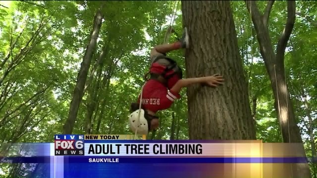 Carl tries his hand at "tree dancing" at Riveredge Nature Center