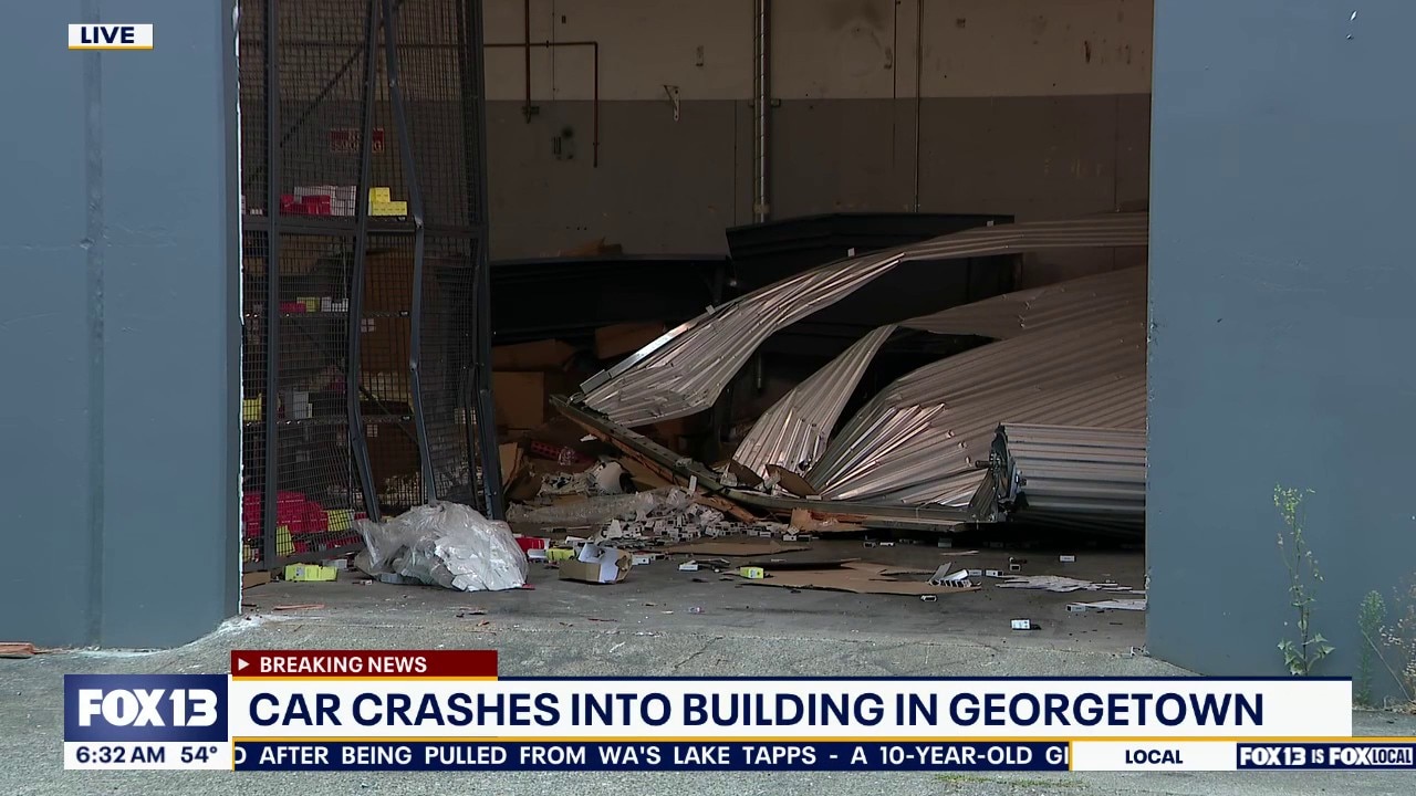 Car crashes into building in Seattle's Georgetown neighborhood
