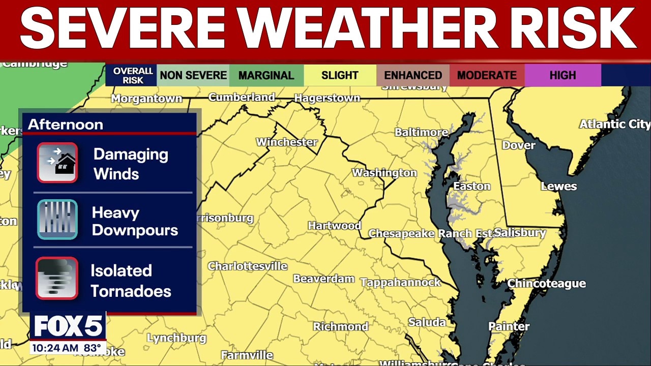 Severe Weather Risk: Showers and thunderstorms expected Monday