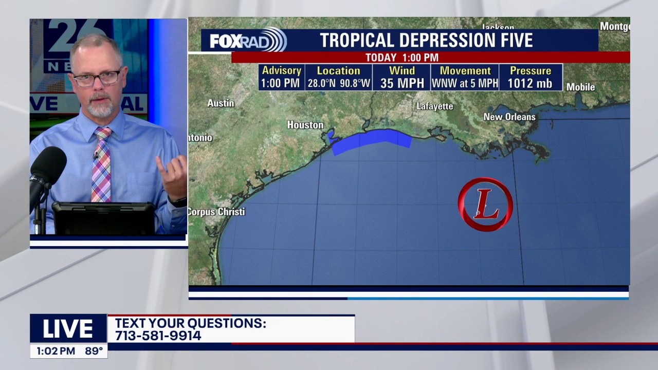 Tropical Depression Five develops in the Gulf