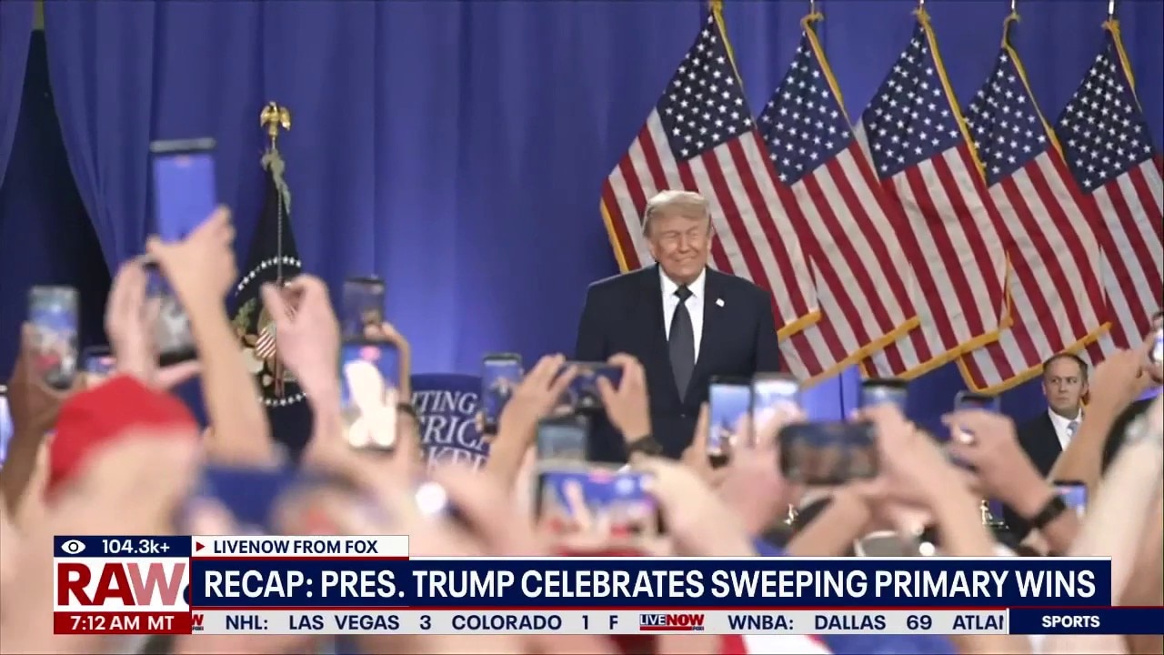 Trump celebrates sweeping primary wins 