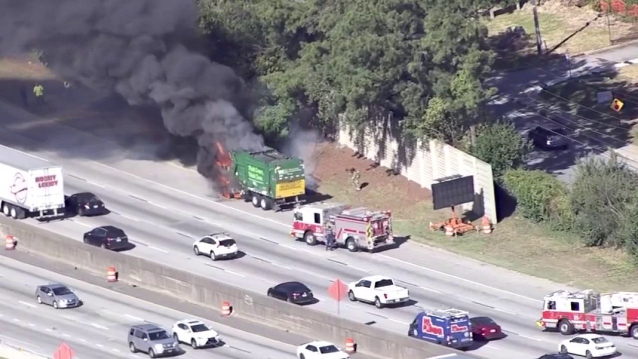 Garbage truck fire on I-285 NB causes rush hour delays