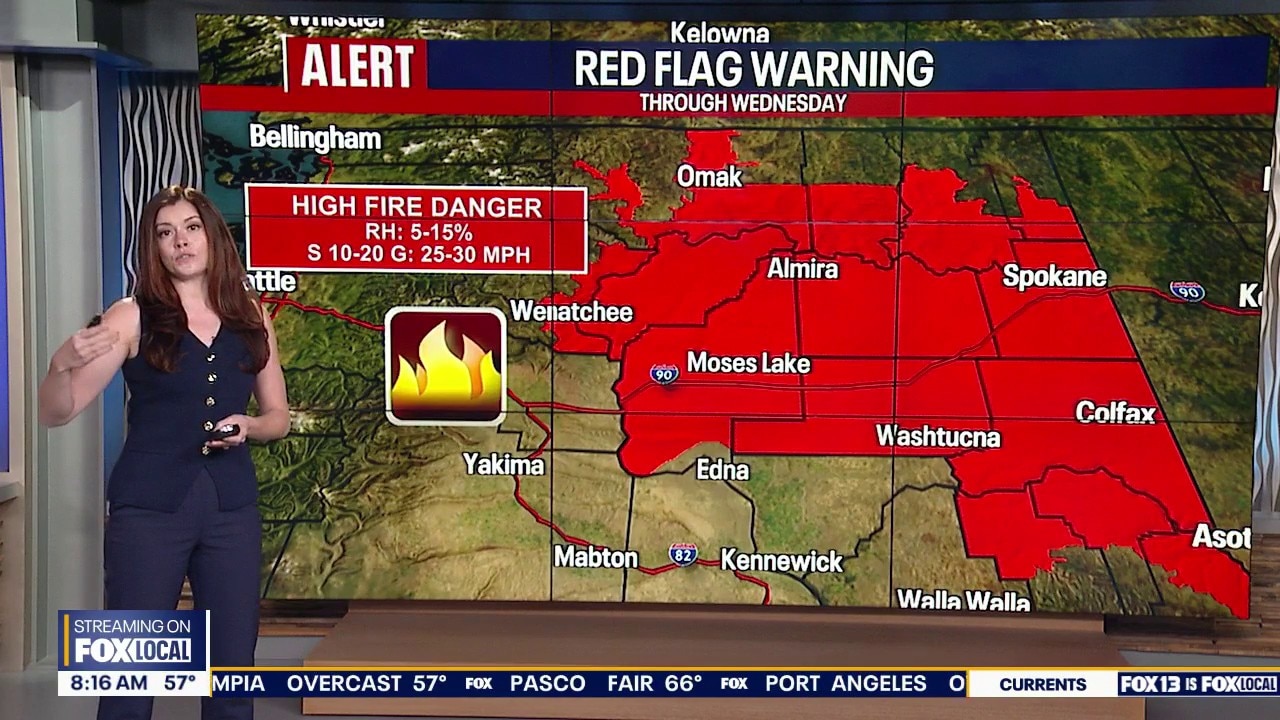 Red Flag Warning in effect for central, eastern WA