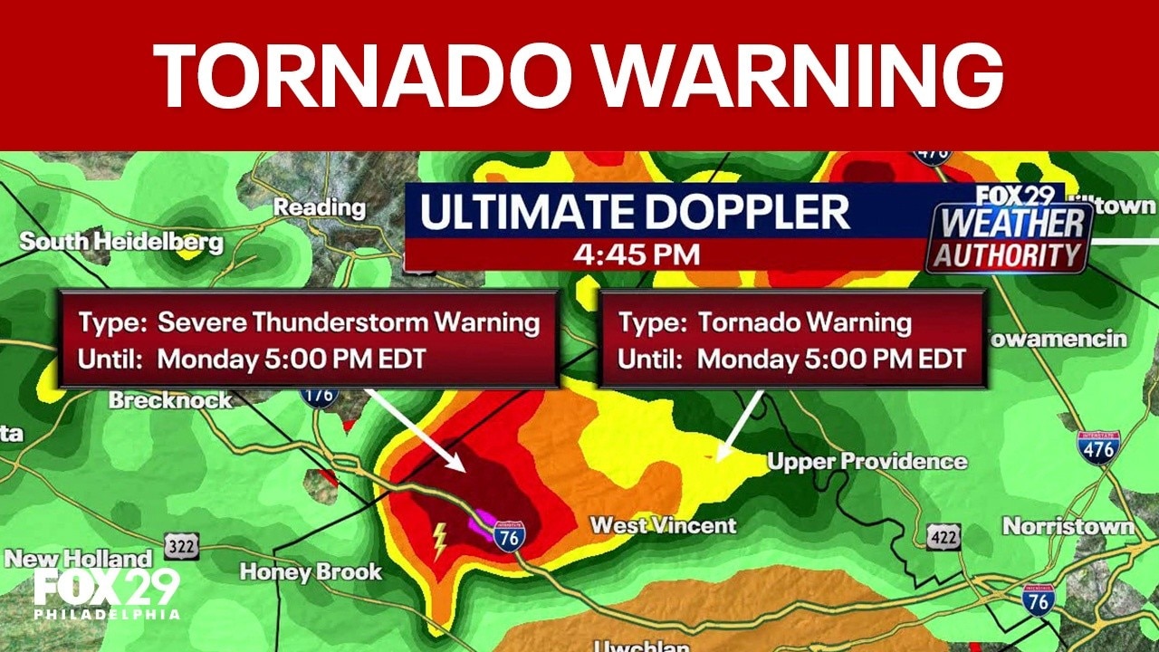 Philadelphia weather: Tornado Warning issued until 5:30pm