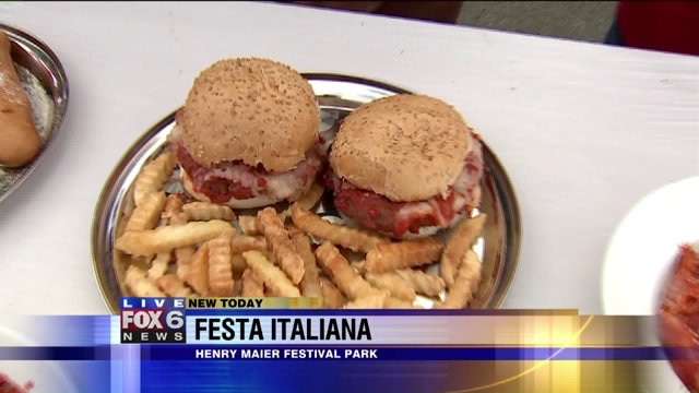 Laura checks out all the food at Festa Italiana