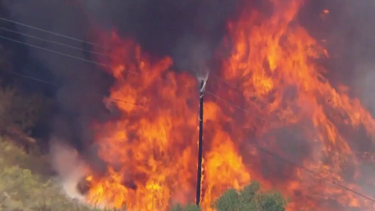 Drone crash grounds LAPD chopper during fire