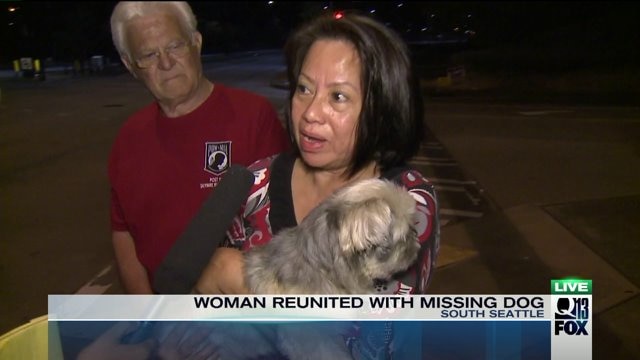 Woman reunited with missing dog