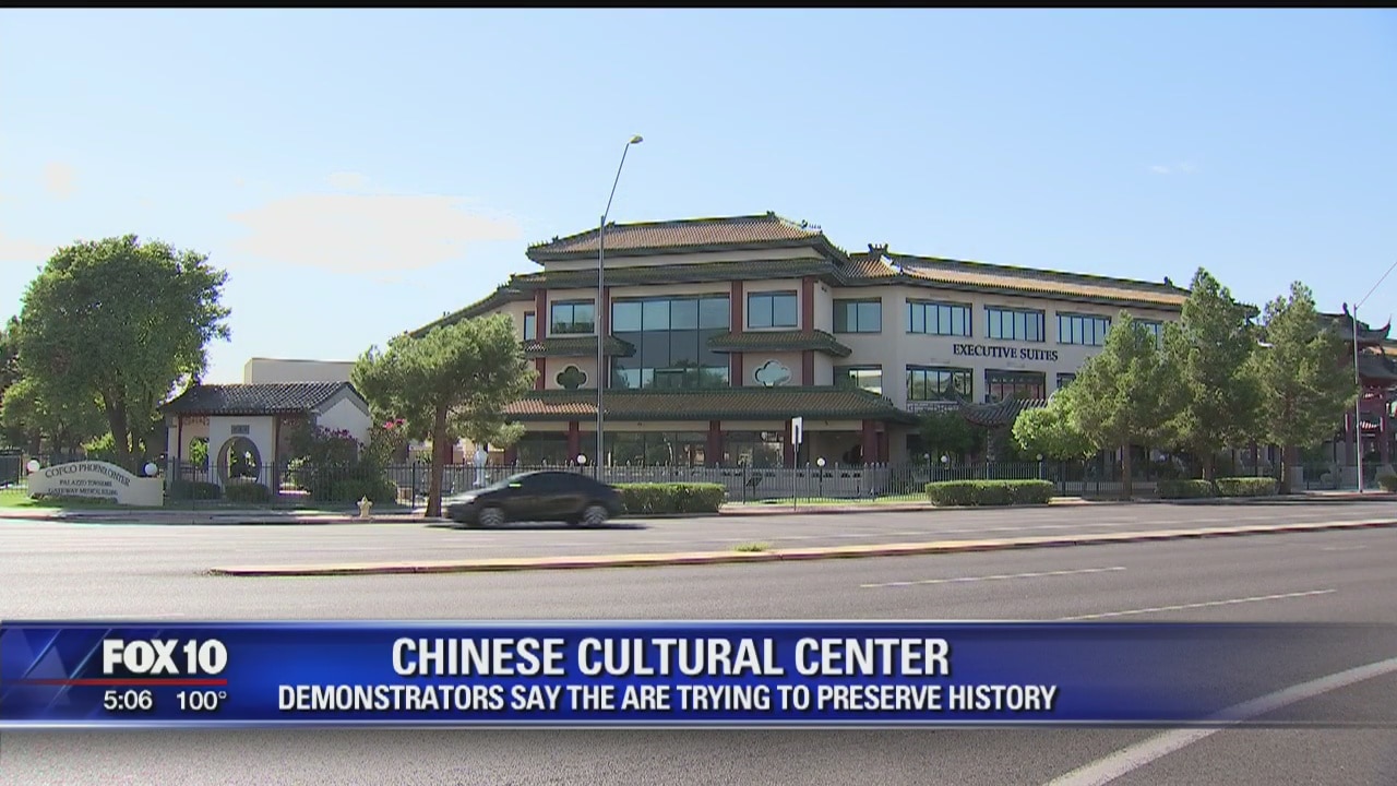 Demonstrators protesting to preserve and prevent demolition of Chinese Cultural Center