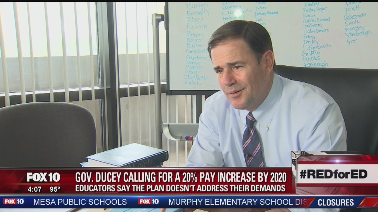 Governor Ducey speaks out on education funding as teachers march to the capitol