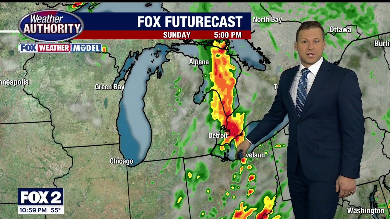 Sunday afternoon showers or storms likely