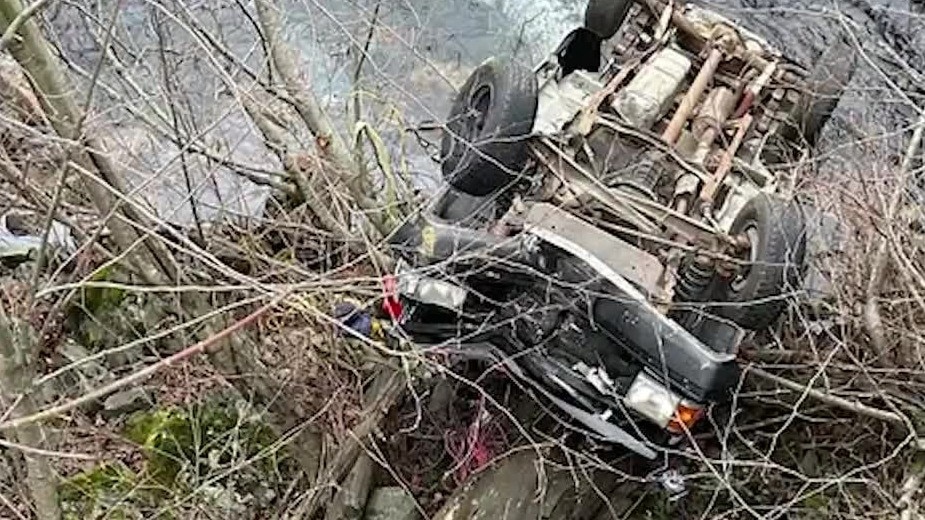 Driver unscathed after swerving off cliff to avoid elk