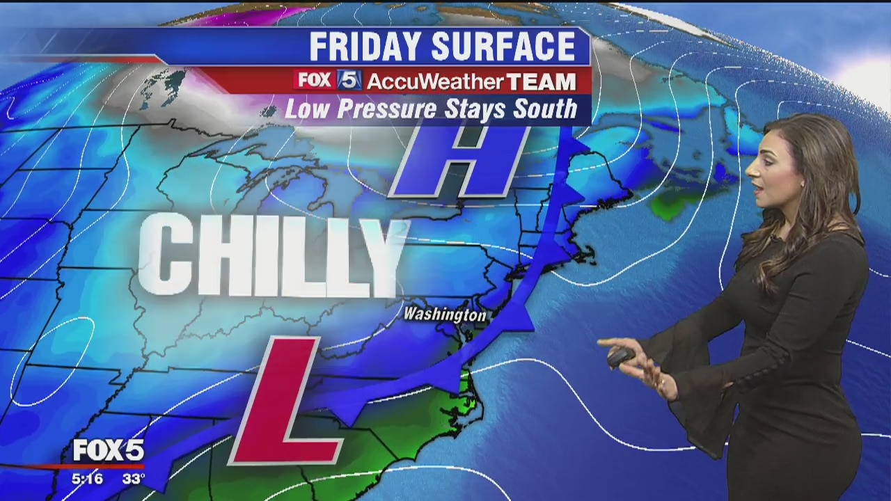 Cool, mostly sunny Friday with temps in the 50s; chilly, breezy weekend ahead