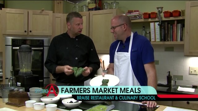 Making a meal from farmer`s market finds