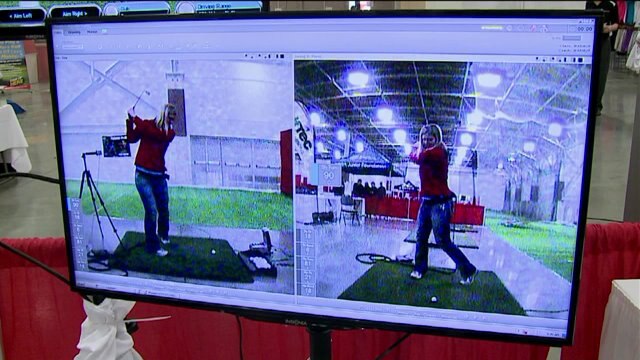 Laura works on her golf technique