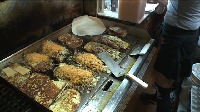 Chip hangs in the kitchen at Franks Diner