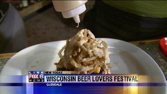 Laura checks out food at Wisconsin Beer Lovers Festival