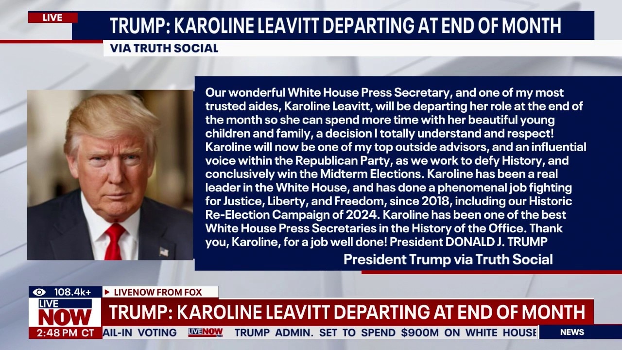 Karoline Leavitt to step down as White House Press Secretary
