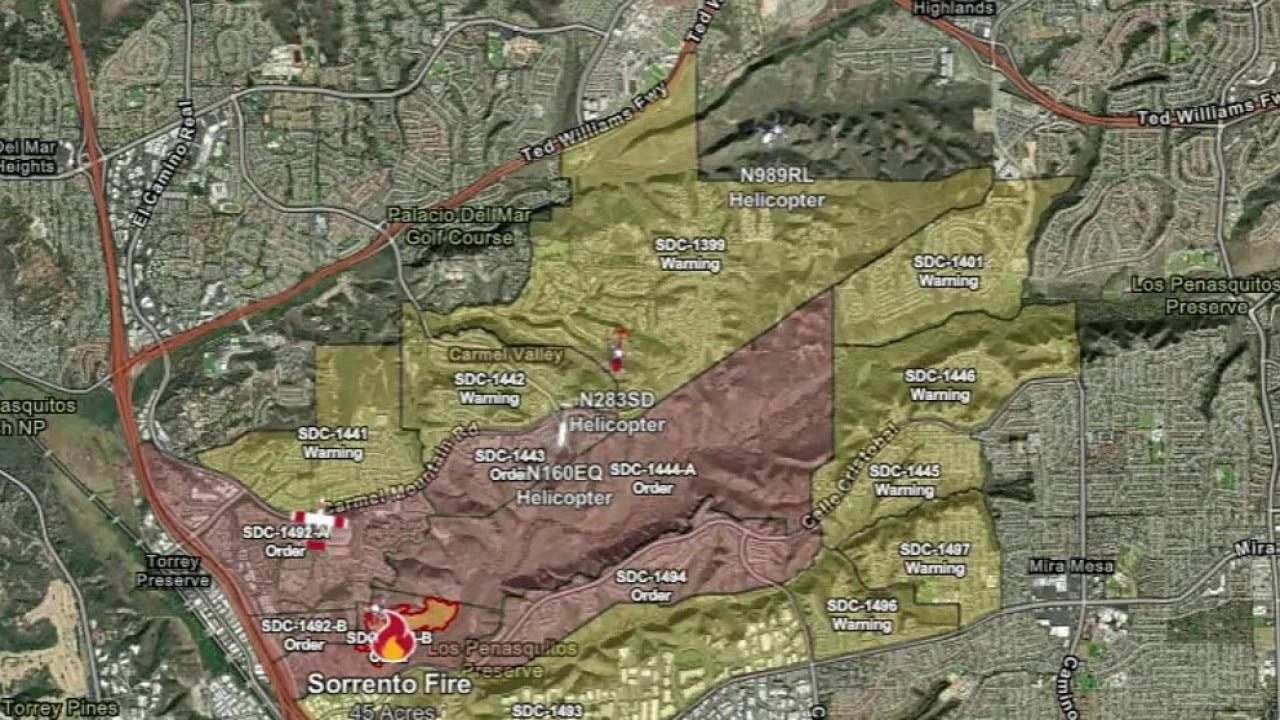 Sorrento Fire breaks out in San Diego County