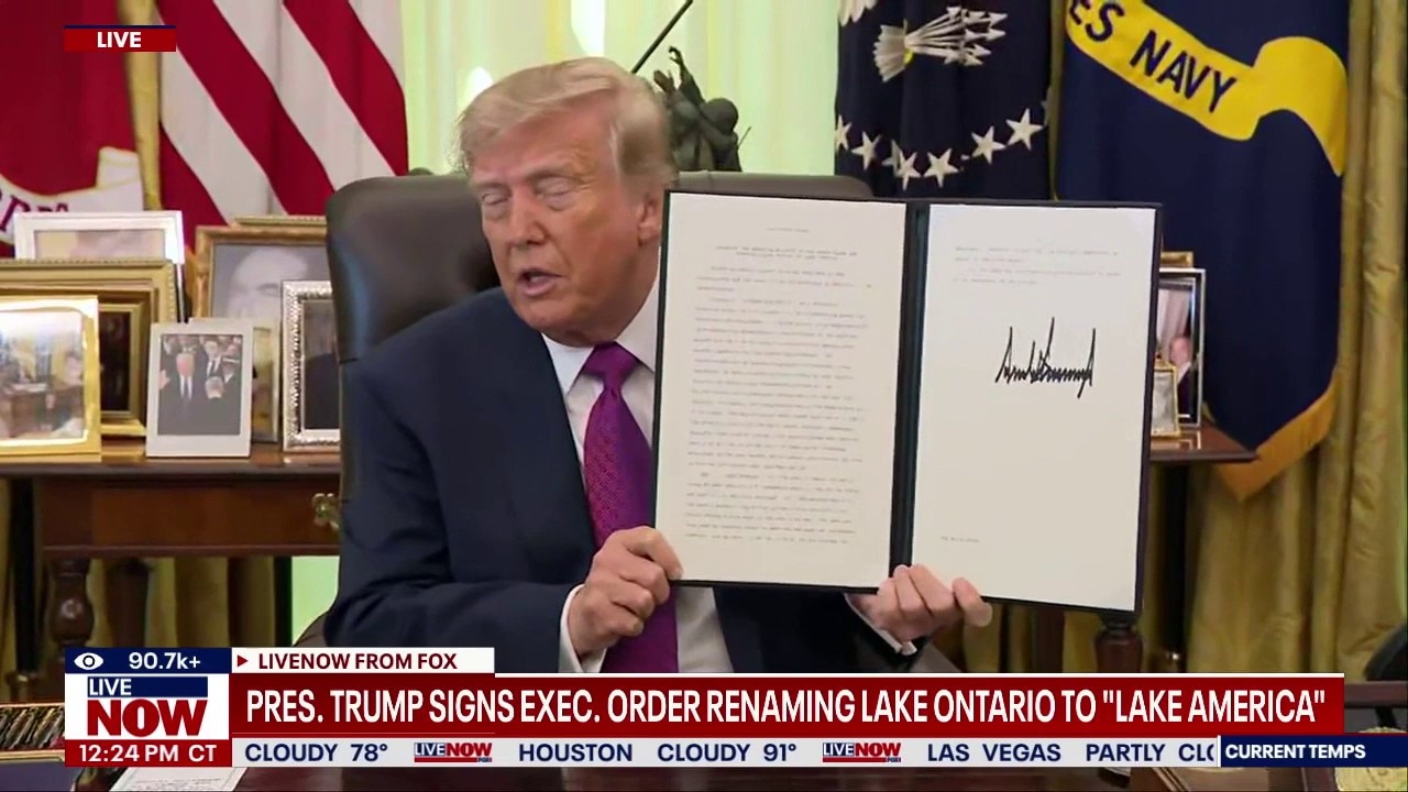 Trump renames Lake Ontario to Lake America