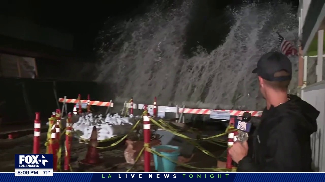 Big waves hitting Long Beach coast