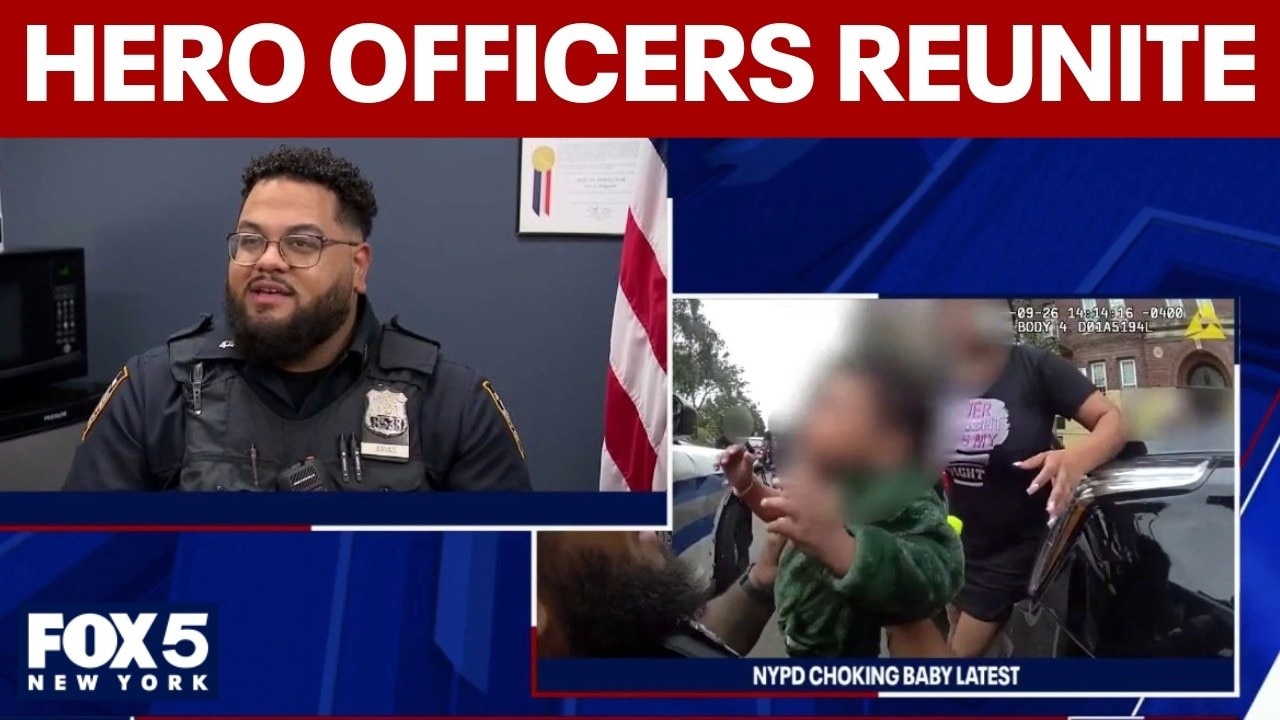 NYPD officers reunited with baby whose life they saved from choking