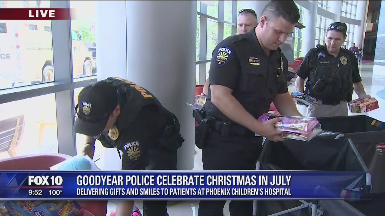 Goodyear police bring 'Christmas in July' to kids at Phoenix Children's Hospital