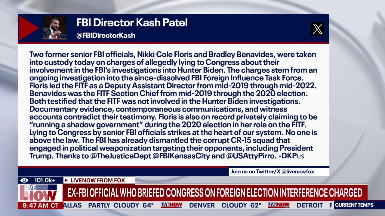 Former FBI officials charged with lying to Congress