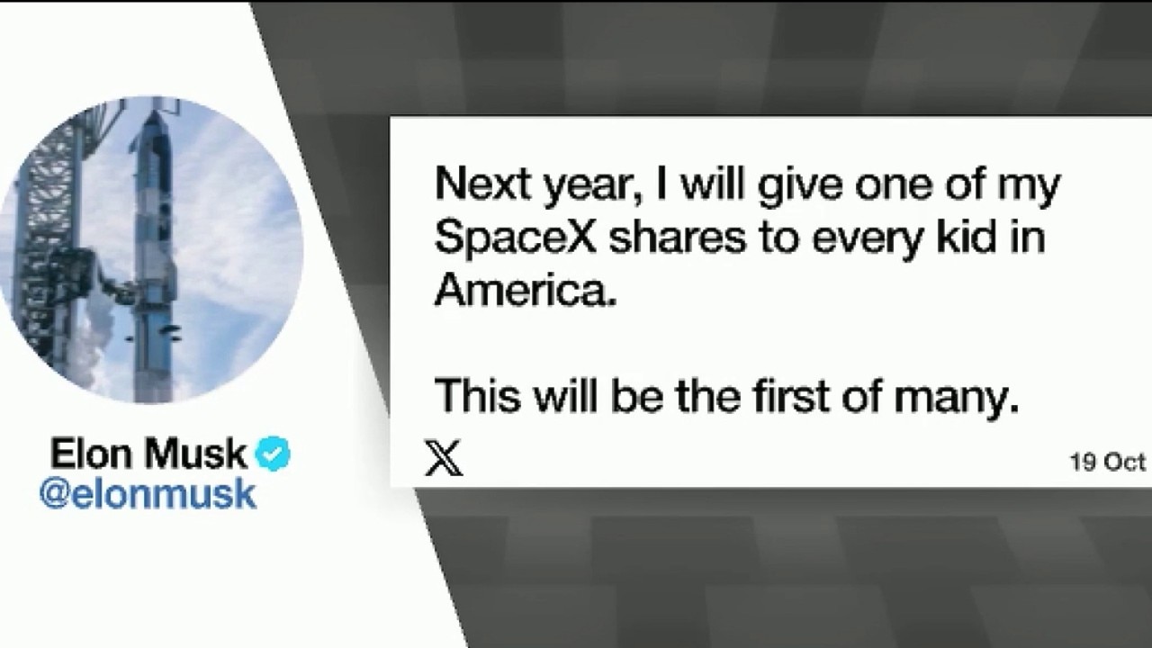 Musk pledges SpaceX shares to kids