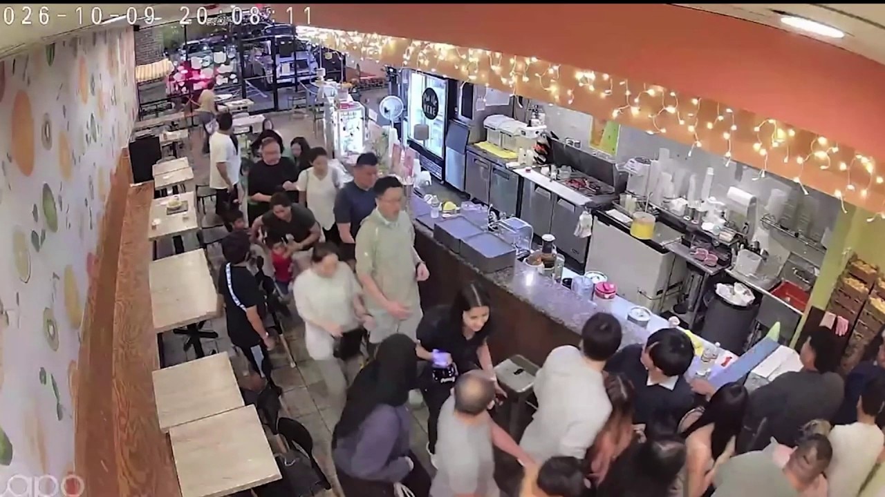 Surveillance video shows chaotic moments after shooting in Houston's Chinatown