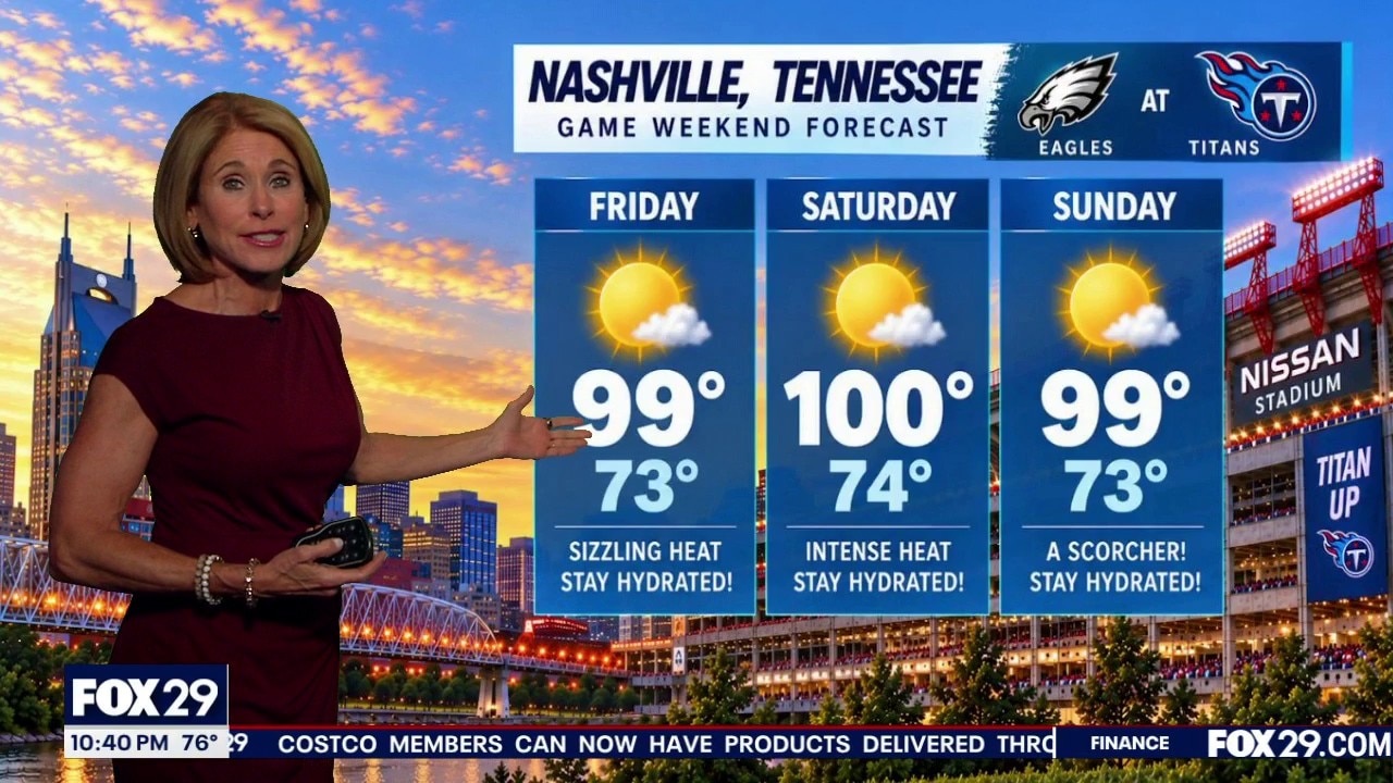 Eagles vs. Titans Game Day Forecast: Heat dome in Nashville