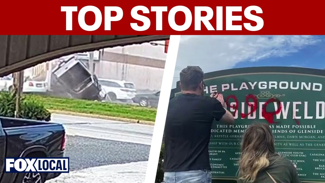 Wild Delaware County crash caught on camera; Racist graffiti sprayed at Glenside park | TOP STORIES