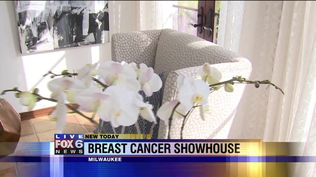 Laura checks out fireplace, patio at Breast Cancer Showhouse